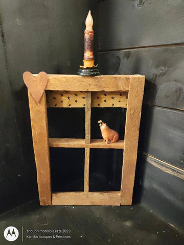 Make-Do Wooden Window Frame, Candle Holder