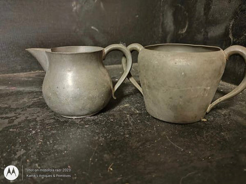 Pewter Creamer & Sugar Dish