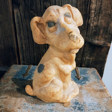 Vintage Paper Mache Dog Resin