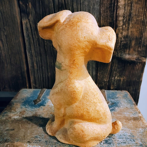 Vintage Paper Mache Dog Resin