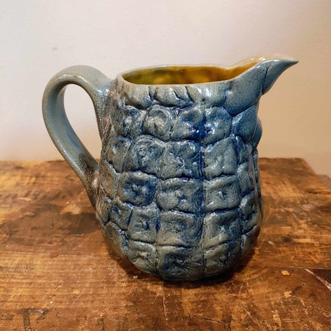 Pottery BBP Beaumont Vintage Blue Glazed Pineapple Pitcher
