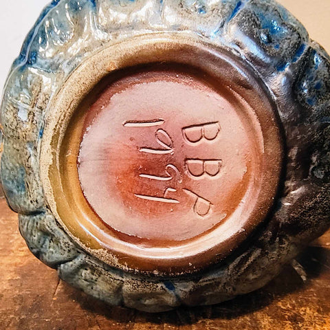 Pottery BBP Beaumont Vintage Blue Glazed Pineapple Pitcher