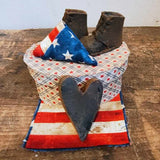 Handmade Primitive Oval Box With Primitive Cloth On It