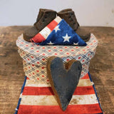 Handmade Primitive Oval Box With Primitive Cloth On It