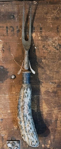 Metal Fork With Antler For A Handle