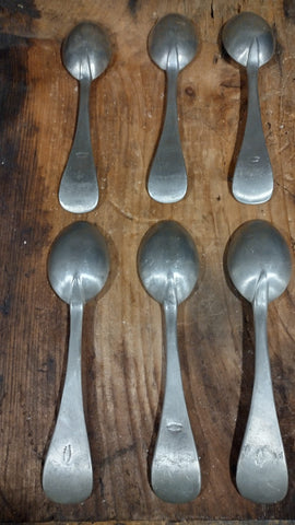 Vintage, 6 Nantucket Pewter Spoons