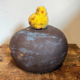 Primitive Gourd Painted Brown And Blue