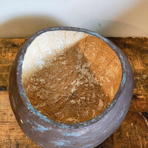 Primitive Gourd Painted Brown And Blue