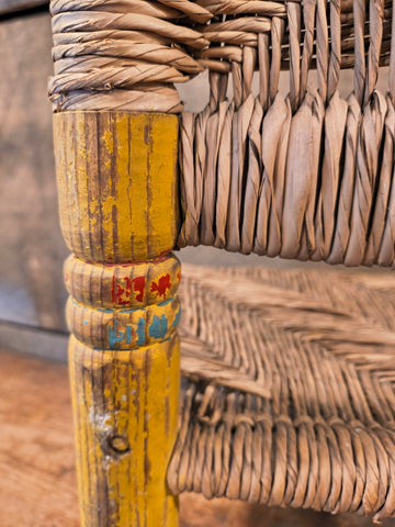 Antique Primitive Child Size Rush Chair.