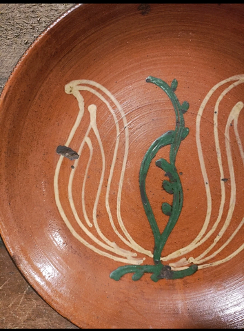 Antique Redware Plate 11.5"