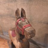 Primitive Hand Carved Wooden Rocking Horse Figural Folk Art Primitive Decor 14"x17"