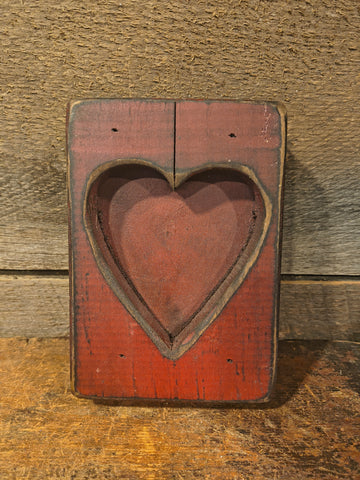 Primitive Wooden Heart Spice Holder