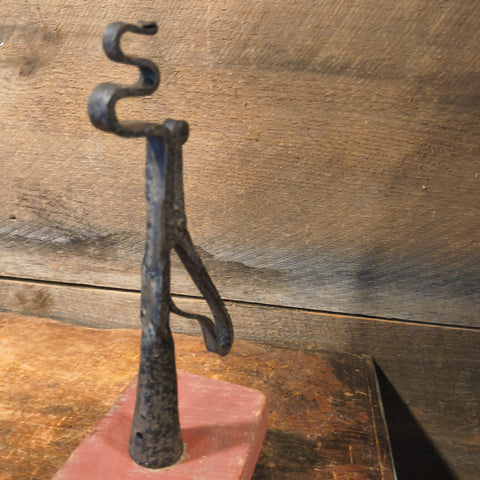 Antique Primitive Make- Do Early Iron Rush Holder.