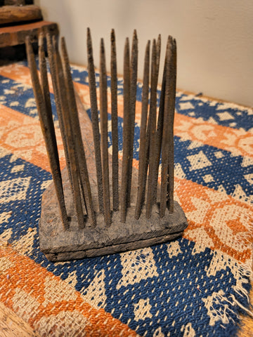 Antique Flax Comb w/ flax