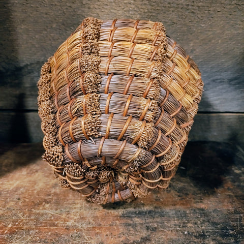 Antique Papago Native American Indian Coiled Pine Needle Basket