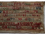 ALPHABET SAMPLER BY ELLEN RAYNER - August 1857