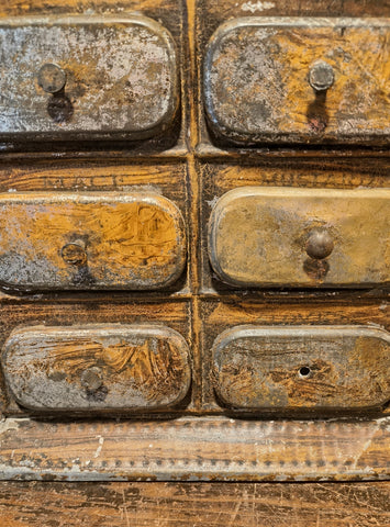 Antique Primitive Metal Spice Cabinet Apothecary