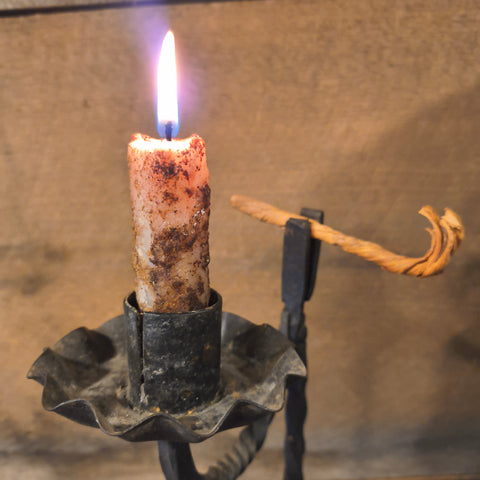 Antique Primitive Rush & Candle Holder