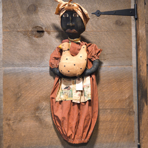 Primitive Vintage Folk Mammy Doll Bag Holder