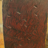 Antique Hooked Matt Inserted into a Red Painter Sorting Tray with Shoe Mold Candle Holder