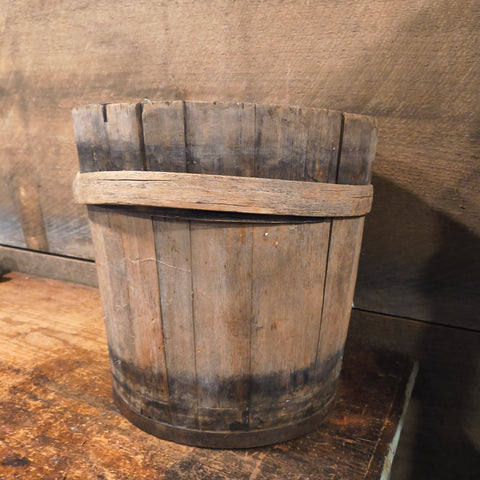Antique Primitive Wooden Sap Bucket 11"