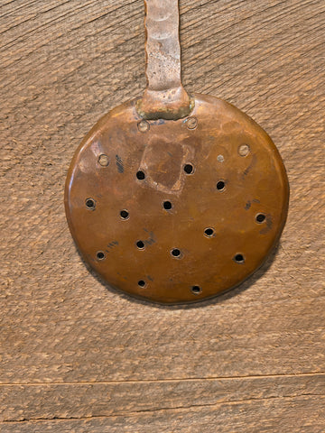 Vintage Handmade Hammered Copper Skimmer Strainer 15.25"L x 5"W