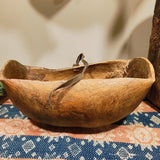 Antique Wooden Bowl with leather strap