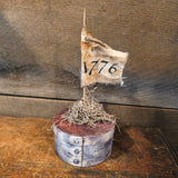 Primitive Handmade Flag On a Red, White and Blue Box
