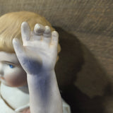 Antique 25" German Bisque/China Head Doll - Stuffed Cloth Body, Flawless Porcelain Limbs c.1890s