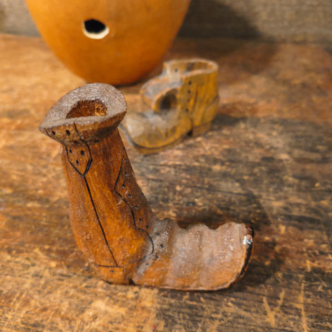 Primitive Gourd w/ 2 Wooden Boots