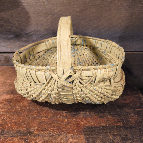 Antique Primitive Oak Split Half Buttocks Basket
