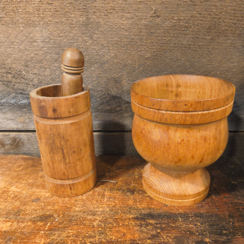 Primitive Wooden Mortars & Pestle