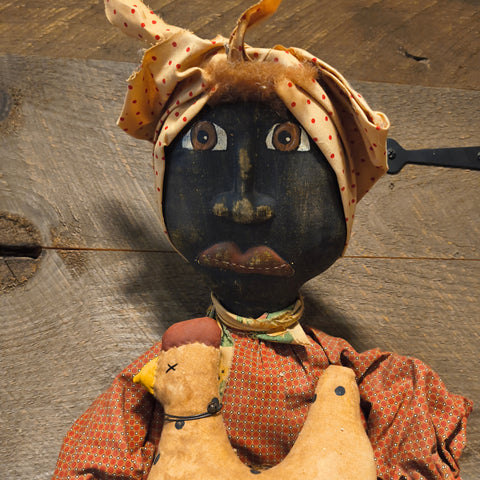 Primitive Vintage Folk Mammy Doll Bag Holder
