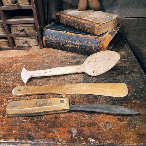 Primitive Wooden Spoon,knife & mixer