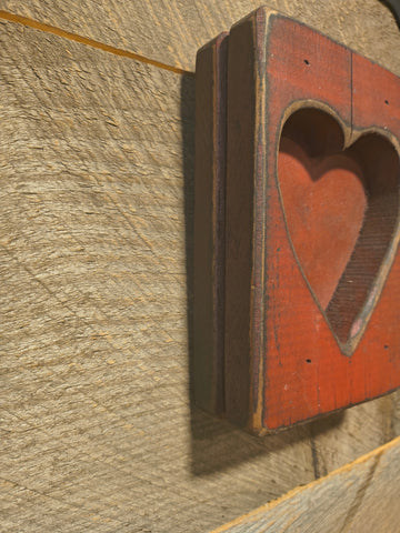 Primitive Wooden Heart Spice Holder