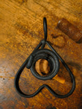 Primitive Black Wrought Iron and Wood Spiral Courting Candle Holder