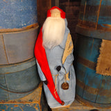 Primitive Handmade Santa w/ a Clay Face 17.5"