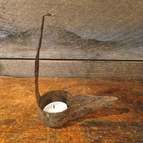 Early Antique forged Iron Primitive Grease Cruise Lamp