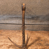 Original Primitive Antique Hand-Forged Iron 4-Prong Grappling Hook or Well Hook 7"