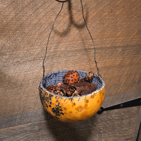 Primitive Lined Gourd w/ Dry Goods