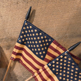 Primitive Americana Wall Mount w 5 Grubby Tea Stained Flags Patriotic