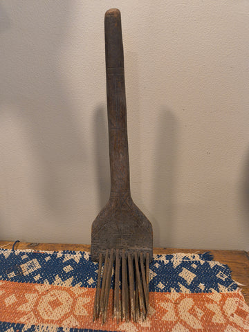 Antique Flax Comb w/ flax