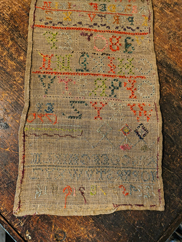 Antique Primitive LATE 18TH CENTURY ALPHABET & DIAMOND BORDER SAMPLER INITIALLED E.P - 1790