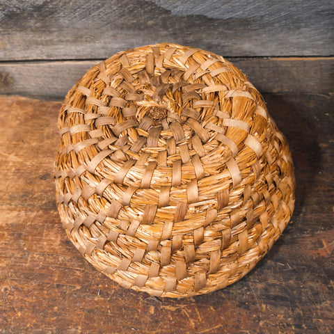 Antique Primitive Coiled Rye Basket with Dry Goods