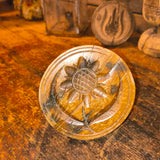 Antique Primitive Wooden Butter Stamp / Butter Print of a Sunflower