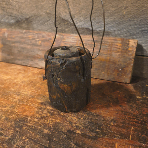 Primitive Wooden Hanging Candle Holder 2" x 3.5"
