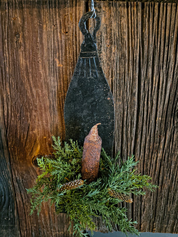 Antique Metal Candle Holder w/ Candle