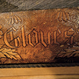Antique Victorian-Era Box With A Pair Of Antique Childrens Leather Gloves.