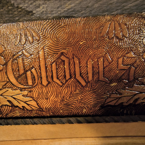 Antique Victorian-Era Box With A Pair Of Antique Childrens Leather Gloves.