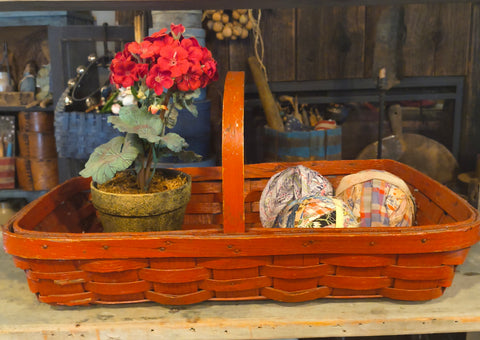 Primitive Red Strawberry Woven Splint Basket